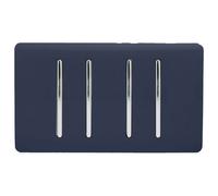 Trendi 4 Gang 3 Way Intermediate Artistic Modern Glossy 10 Amp Rocker Light Switch Navy