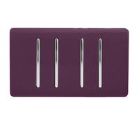 Trendi 4 Gang 3 Way Intermediate Artistic Modern Glossy 10 Amp Rocker Light Switch Plum