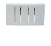 Trendi 4 Gang 3 Way Intermediate Artistic Modern Glossy 10 Amp Rocker Light Switch Silver