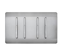 Trendi 4 Gang 3 Way Intermediate Artistic Modern Glossy 10 Amp Rocker Light Switch Stainless Steel