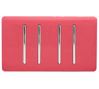 Trendi 4 Gang 3 Way Intermediate Artistic Modern Glossy 10 Amp Rocker Light Switch Strawberry