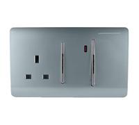 Trendi 13 Amp Cooker Switch and Socket - Cool Grey, Grey
