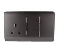 Trendi 45 A Cooker Switch & Plug Socket Inc Neon Insert Dark Brown