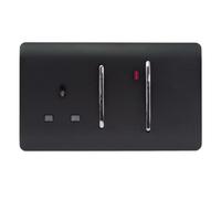 Trendi Artistic Modern 45 A Cooker Switch & Plug Socket Inc Neon Insert Matt Black