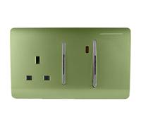 Trendi 45 A Cooker Switch & Plug Socket Inc Neon Insert Moss Green