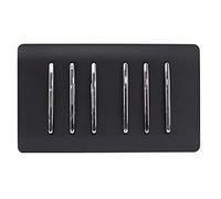 Trendi 6 Gang 1 Way Rocker Gold Double Plate Light Switch in Matt Black