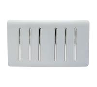 Trendi 6 Gang 2 way 240V Screwless Raised Front Twin Plate Plastic Artistic Modern Glossy 10 Amp Chrome Rocker Electrical Wall Light Switch Platinum Silver - ART-SS66SI
