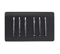 Trendi 6 Gang 2 way 240V Screwless Raised Front Twin Plate Plastic Artistic Modern Glossy 10 Amp Chrome Rocker Electrical Wall Light Switch Matt Black - ART-SS66MBK