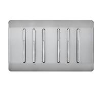 Trendi Artistic Modern Glossy 6 Gang 2 Way Rocker Double Plate Light Switch in Stainless Steel