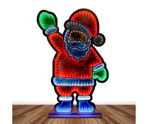 Trendi 60cm Mains Operated LED Infinity Mirror Tunnel Light 3D Illusion Lamp with Wooden Base, Double-Sided, Endless Glow Effect, Perfect Modern Home Lighting & Christmas Decoration (Xmas Santa)