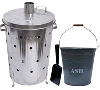 Trendi 90 Litre Extra Large 90L Galvanised Metal Incinerator + Shovel + Hot Ash Bucket Coal