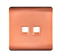 Trendi 2 Gang RJ45 Cat 5e & Cat 6 PC Ethernet Socket in Copper