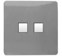 Trendi Artistic Modern Glossy 2 Gang Tactile RJ45 Cat 5e&Cat 6 PC Ethernet Socket Light Grey