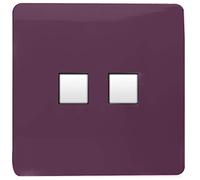 Trendi Artistic Modern Glossy 2 Gang Tactile RJ45 Cat 5e&Cat 6 PC Ethernet Socket Plum