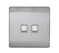 Trendi Artistic Modern Glossy 2 Gang Tactile RJ45 Cat 5e & Cat 6 PC Ethernet Socket Stainless Steel