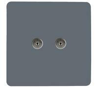 Trendi Artistic Modern Glossy 2 Gang TV Socket Warm Grey