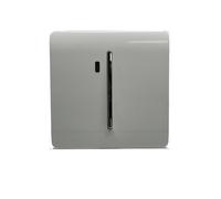 Trendi Easy to install Screwless Artistic Modern Glossy Double Pole Raised Profile 20 A 240V Tactile Chrome Single Switch with Neon Insert Ice White -ART-WHS1WH