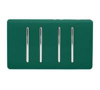 Trendi 4 Gang 2 way 240V Screwless Raised Front Twin Plate Plastic Artistic Modern Glossy 10 Amp Chrome Rocker Quad Electrical Wall Light Switch Dark Forest Green - ART-SS44DG