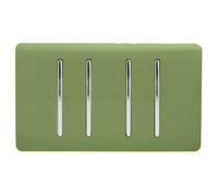 Trendi Artistic Modern Glossy 4 Gang 2 Way Rocker Double Plate Tactile Light Switch Moss Green