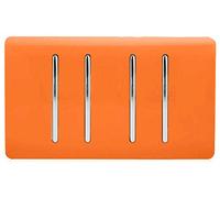 Trendi Artistic Modern Glossy 4 Gang 2 Way Rocker Double Plate Tactile Light Switch Orange