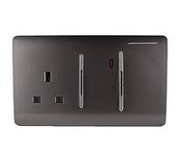 Trendi Artistic Modern Glossy 45 A Cooker Switch & Plug Socket Inc Neon Insert Dark Brown