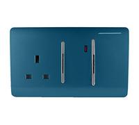 Trendi Artistic Modern Glossy 45 A Cooker Switch & Plug Socket Inc Neon Insert Midnight Blue