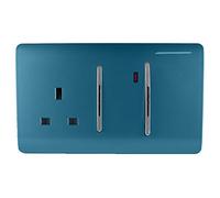 Trendi Artistic Modern Glossy 45 A Cooker Switch & Plug Socket Inc Neon Insert Ocean Blue