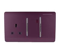 Trendi Artistic Modern Glossy 45 A Cooker Switch & Plug Socket Inc Neon Insert Plum