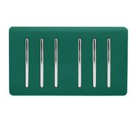 Trendi Artistic Modern Glossy 6 Gang 1 Way Rocker Double Plate Tactile Light Switch Dark Green