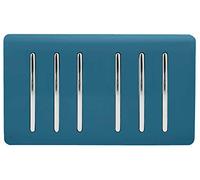 Trendi Artistic Modern Glossy 6 Gang 1 Way Rocker Double Plate Tactile Light Switch Midnight Blue