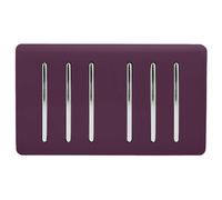 Trendi Artistic Modern Glossy 6 Gang 1 Way Rocker Double Plate Tactile Light Switch Plum