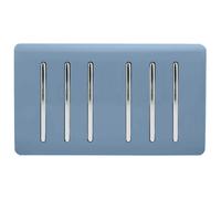 Trendi Artistic Modern Glossy 6 Gang 1 Way Rocker Double Plate Tactile Light Switch Sky