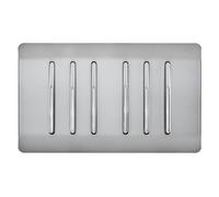 Trendi 6 Gang 2 Way 240V Screwless Raised Front Twin Plate Plastic Artistic Modern Glossy 10 Amp Chrome Rocker Electrical Wall Light Switch Brushed Steel - ART-SS66BS
