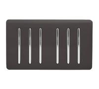 Trendi 6 Gang 2 Way Rocker Double Plate Tactile Light Switch - Dark Mocha Brown