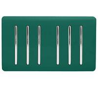 Trendi Artistic Modern Glossy 6 Gang 2 Way Rocker Double Plate Tactile Light Switch Dark Green