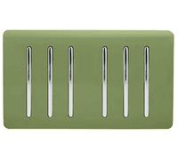 Trendi Artistic Modern Glossy 6 Gang 2 Way Rocker Double Plate Tactile Light Switch Moss Green