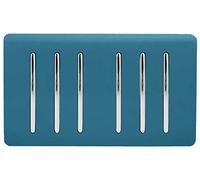 Trendi Artistic Modern Glossy 6 Gang 2 Way Rocker Double Plate Tactile Light Switch Ocean Blue
