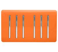 Trendi Artistic Modern Glossy 6 Gang 2 Way Rocker Double Plate Tactile Light Switch Orange