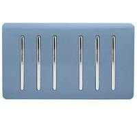 Trendi Artistic Modern Glossy 6 Gang 2 Way Rocker Double Plate Tactile Light Switch Sky