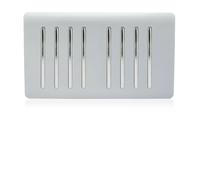 Trendi Artistic Modern Glossy 8 Gang 1 Way Rocker Black Double Plate Tactile Light Switch in Silver