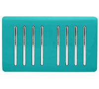 Trendi Artistic Modern Glossy 8 Gang 2 Way Rocker Double Plate Tactile Light Switch Bright Teal