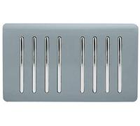Trendi Artistic Modern Glossy 8 Gang 2 Way Rocker Double Plate Tactile Light Switch Cool Grey