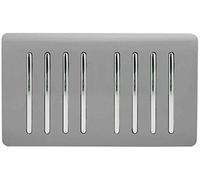 Trendi Artistic Modern Glossy 8 Gang 2 Way Rocker Double Plate Tactile Light Switch Light Grey