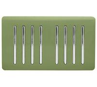 Trendi Artistic Modern Glossy 8 Gang 2 Way Rocker Double Plate Tactile Light Switch Moss Green