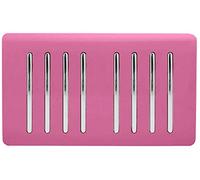 Trendi Artistic Modern Glossy 8 Gang 2 Way Rocker Double Plate Tactile Light Switch Pink