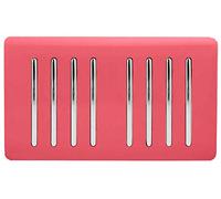 Trendi Artistic Modern Glossy 8 Gang 2 Way Rocker Double Plate Tactile Light Switch Strawberry