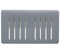 Trendi Artistic Modern Glossy 8 Gang 2 Way Rocker Double Plate Tactile Light Switch Warm Grey