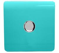 Trendi Artistic Modern Glossy Tactile 1 Gang 2 Way 120w LED Dimmer switch Bright Teal