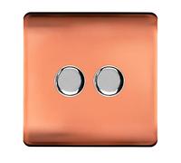 Trendi Artistic Modern Glossy Tactile 2 Gang 2 Way 120w LED Dimmer switch Copper