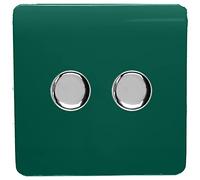 Trendi Switch 2 Gang 120 Watt LED Dimmer Switch in Dark Green